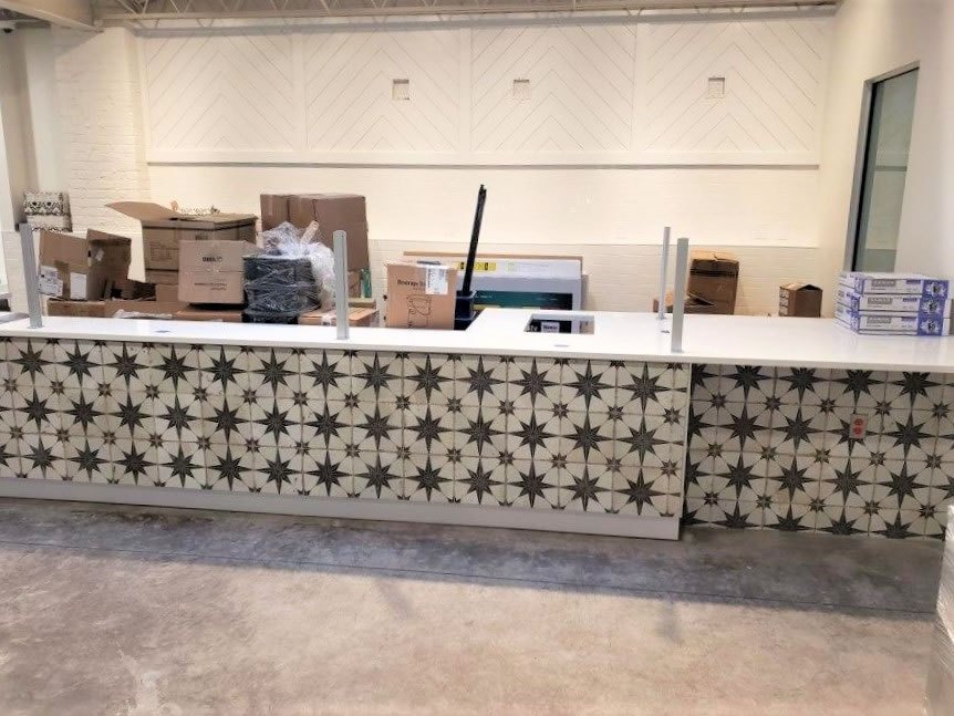 Star-pattern tile countertop detail