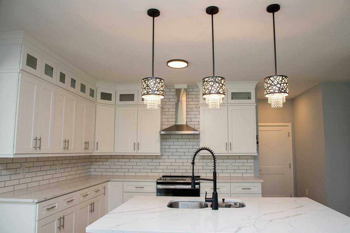 White subway tile kitchen backsplash